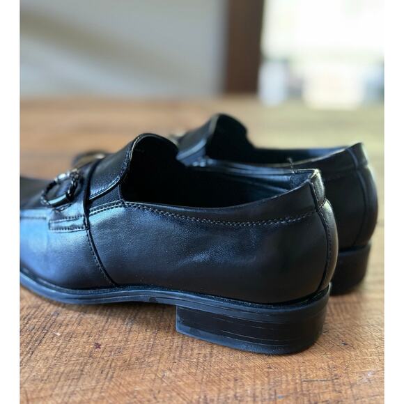 Stacy Adams Boys Solid Black Faux Leather Slip On Loafer Dress Shoes Size 3M - Picture 7 of 12
